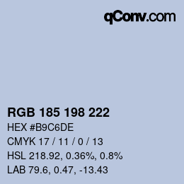 Color code: RGB 185 198 222 | qconv.com