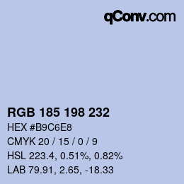 Color code: RGB 185 198 232 | qconv.com