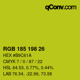 Color code: RGB 185 198 26 | qconv.com