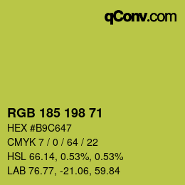 Color code: RGB 185 198 71 | qconv.com