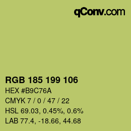 Color code: RGB 185 199 106 | qconv.com