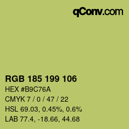 Color code: RGB 185 199 106 | qconv.com