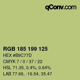 Color code: RGB 185 199 125 | qconv.com