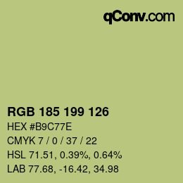 Color code: RGB 185 199 126 | qconv.com