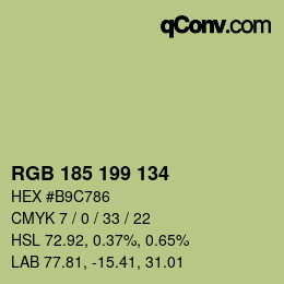 Color code: RGB 185 199 134 | qconv.com