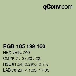 Color code: RGB 185 199 160 | qconv.com
