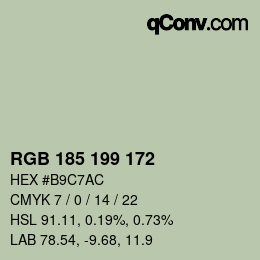 Color code: RGB 185 199 172 | qconv.com