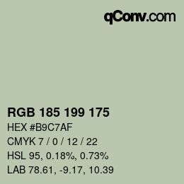 カラーコード: RGB 185 199 175 | qconv.com