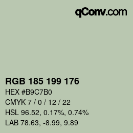 Color code: RGB 185 199 176 | qconv.com