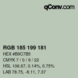 Color code: RGB 185 199 181 | qconv.com
