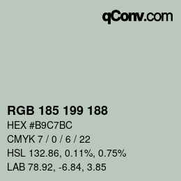 Color code: RGB 185 199 188 | qconv.com