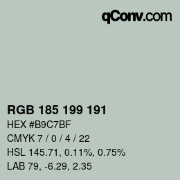 Color code: RGB 185 199 191 | qconv.com