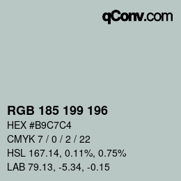 Color code: RGB 185 199 196 | qconv.com