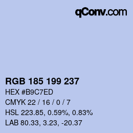 Color code: RGB 185 199 237 | qconv.com