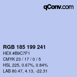 Color code: RGB 185 199 241 | qconv.com