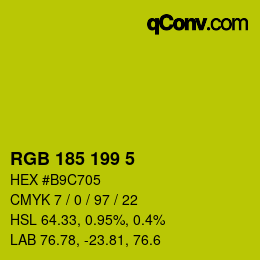 Color code: RGB 185 199 5 | qconv.com