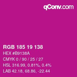 颜色代码: RGB 185 19 138 | qconv.com