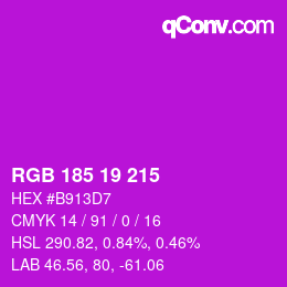 Color code: RGB 185 19 215 | qconv.com