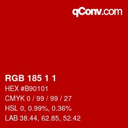 Color code: RGB 185 1 1 | qconv.com