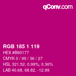 Color code: RGB 185 1 119 | qconv.com
