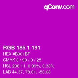 カラーコード: RGB 185 1 191 | qconv.com
