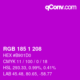 カラーコード: RGB 185 1 208 | qconv.com
