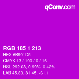 Color code: RGB 185 1 213 | qconv.com