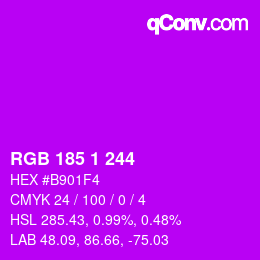 Color code: RGB 185 1 244 | qconv.com