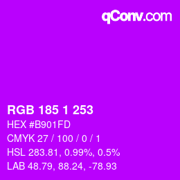 Color code: RGB 185 1 253 | qconv.com