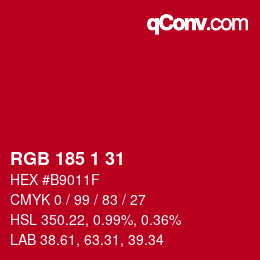 Color code: RGB 185 1 31 | qconv.com