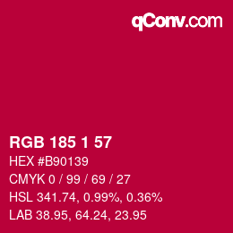 Color code: RGB 185 1 57 | qconv.com