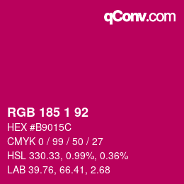 Color code: RGB 185 1 92 | qconv.com