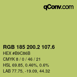 カラーコード: RGB 185 200.2 107.6 | qconv.com
