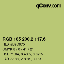 カラーコード: RGB 185 200.2 117.6 | qconv.com