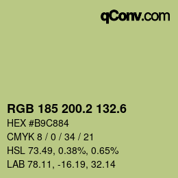 カラーコード: RGB 185 200.2 132.6 | qconv.com