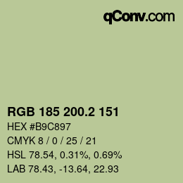 カラーコード: RGB 185 200.2 151 | qconv.com