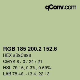 カラーコード: RGB 185 200.2 152.6 | qconv.com