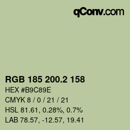 カラーコード: RGB 185 200.2 158 | qconv.com