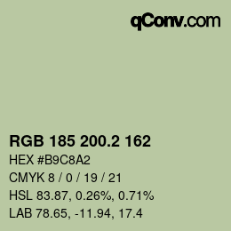 カラーコード: RGB 185 200.2 162 | qconv.com