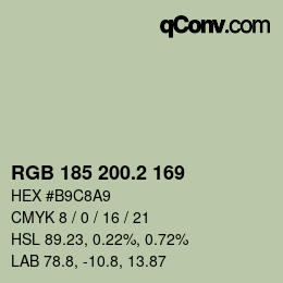 カラーコード: RGB 185 200.2 169 | qconv.com
