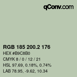 カラーコード: RGB 185 200.2 176 | qconv.com