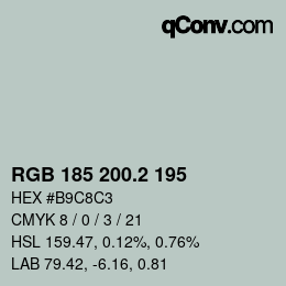 カラーコード: RGB 185 200.2 195 | qconv.com