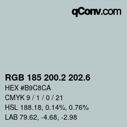 カラーコード: RGB 185 200.2 202.6 | qconv.com