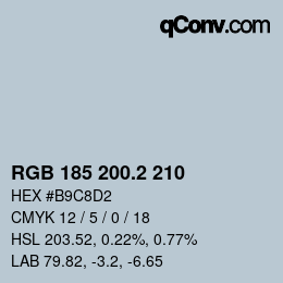 カラーコード: RGB 185 200.2 210 | qconv.com