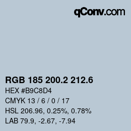 カラーコード: RGB 185 200.2 212.6 | qconv.com
