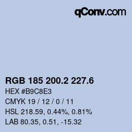 カラーコード: RGB 185 200.2 227.6 | qconv.com