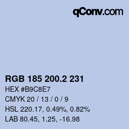 カラーコード: RGB 185 200.2 231 | qconv.com