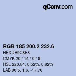 カラーコード: RGB 185 200.2 232.6 | qconv.com
