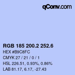 カラーコード: RGB 185 200.2 252.6 | qconv.com