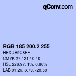 Color code: RGB 185 200.2 255 | qconv.com